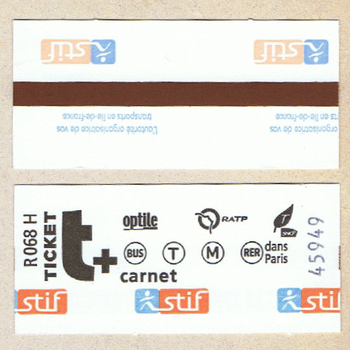 A ticket for public transport in Paris